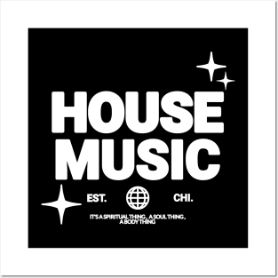 HOUSE MUSIC  - Font And Stars (White) Posters and Art